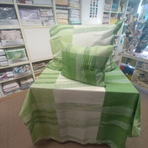 3 részes krepp ágyneműhuzat garnitúra - Zöld csíkos