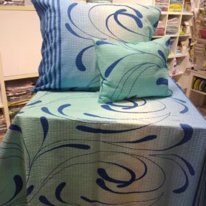 3 részes krepp ágyneműhuzat garnitúra - Kék indás